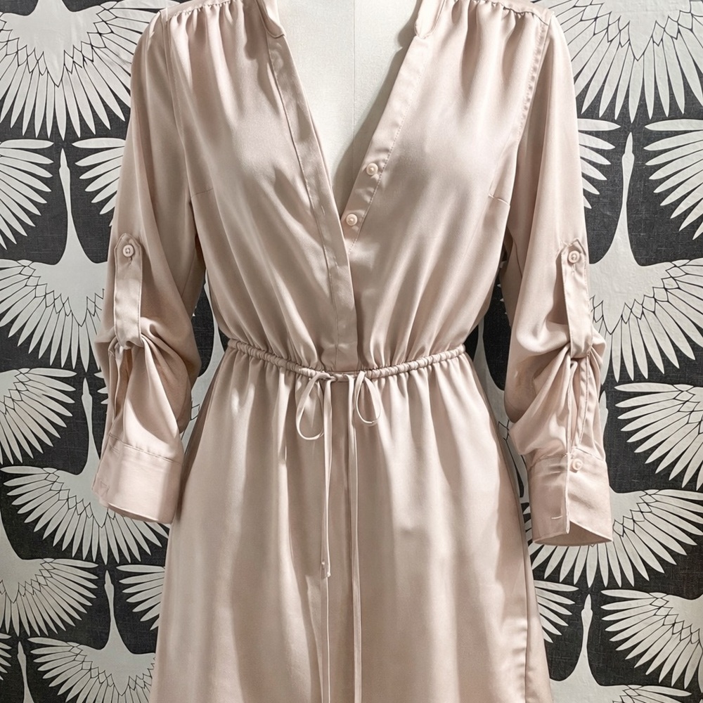 Express Silky Satin Roll-Tab Shirt Dress Size XXS